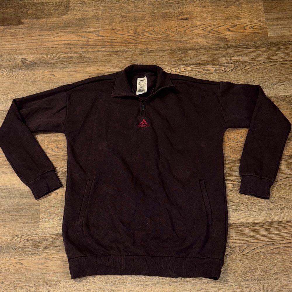 Adidas Men's Burgundy Zip-Up Sweater